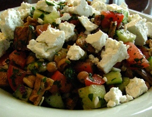 Greek Black-Eyed Pea Salad with Walnuts and Whole-Wheat Pita